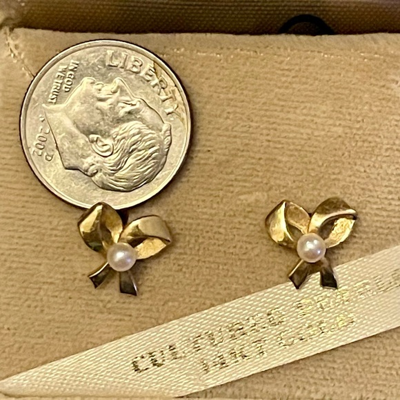 14k gold bow earrings - Picture 7 of 7